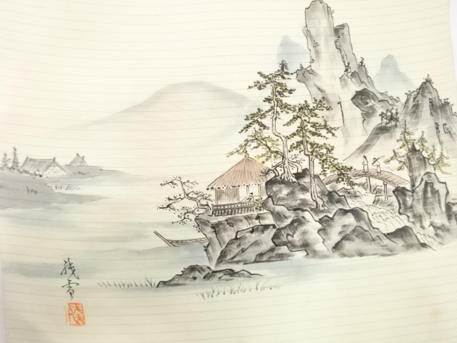 JAPANESE KIMONO / ANTIQUE SUMMER NAGOYA OBI / SILK / SCENERY / ARTIST WORK